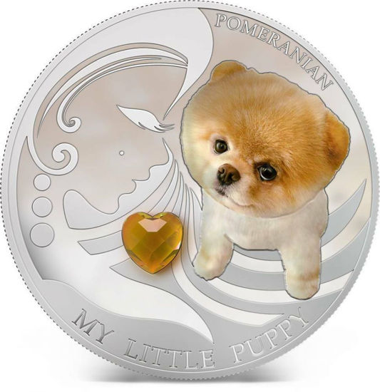 Picture of Серебряная монета "Мой маленький щенок - Померанский шпиц" 31.1 грамм