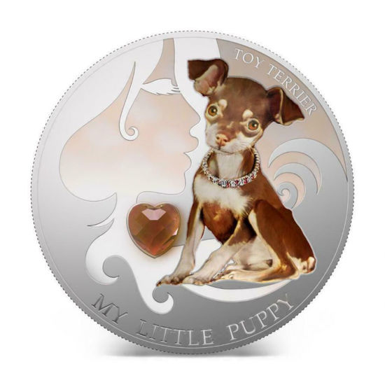 Picture of Серебряная монета "Мой маленький щенок - Той терьер" 31.1 грамм