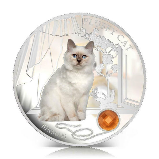 Picture of Срібна монета "Пухнастий кіт - Бірма" 31.1 грам