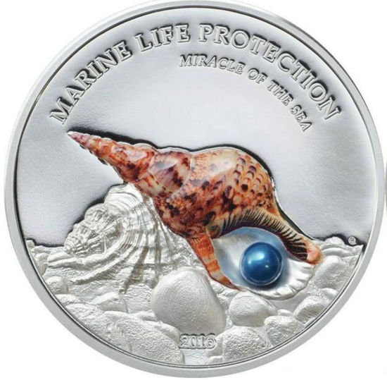 Picture of Серебряная монета "Зеркало моря  - синяя жемчужина " 31.1 грамм Палау