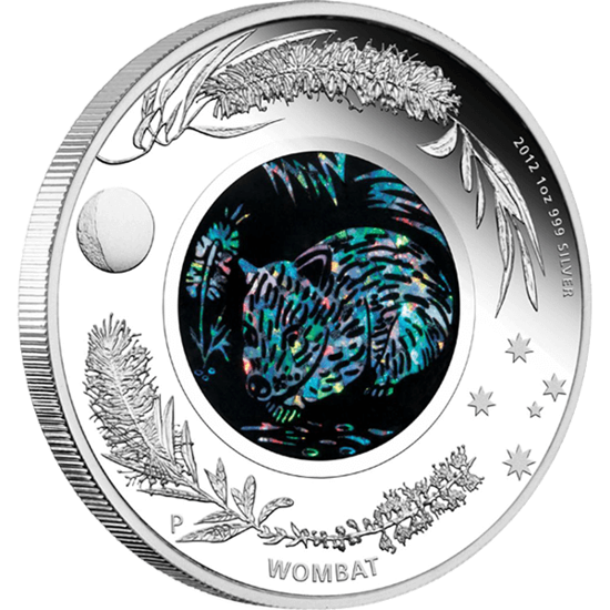 Picture of Серебряная монета "Австралийский опал- Вомбат" 31,1 грамм 2012