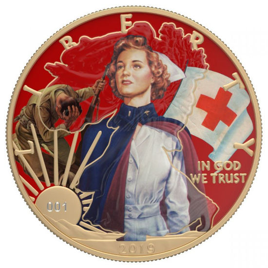 Picture of Серебряная монета Американский орел "Liberty - Красный крест" серия Лица Америки 2019 г.