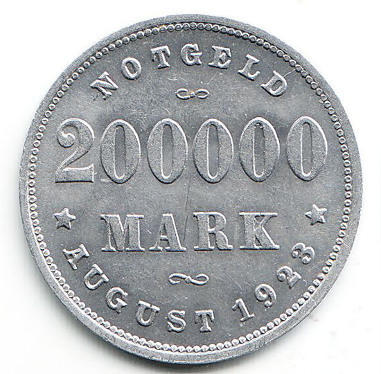 Picture of Алюмінієва монета 200000 Марок - 1923 рік, Гамбург