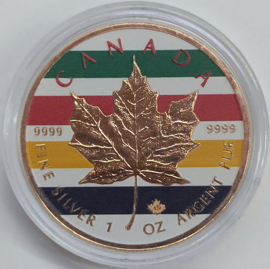 Picture of Срібна кольорова монета з позолотою "Кленовий Лист" 31.1 грам 2017 р.