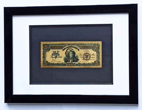 Picture of Позолоченная  банкнота в рамке 5 долларов