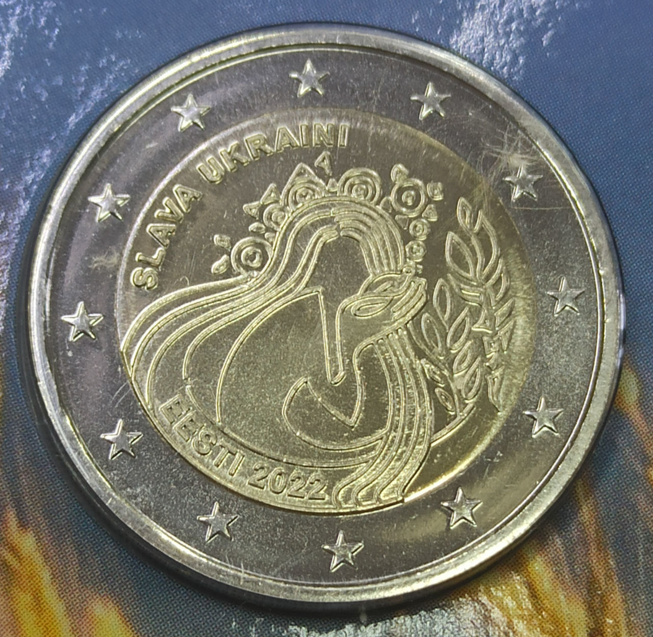 Монета 2 евро Эстонии 2022 г. "Слава Україні" (Банк Эстонии). Монеты ...