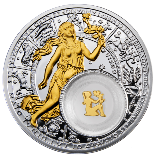 Picture of Акція !!!  Діва - срібна монета з позолоченим елементом