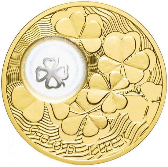 Picture of Срібна монета в позолоті "Чотирилисник- GOOD LUCK"на удачу