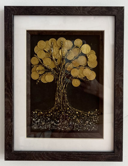 Денежное дерево - картина из монет 26.5см х 20.5см