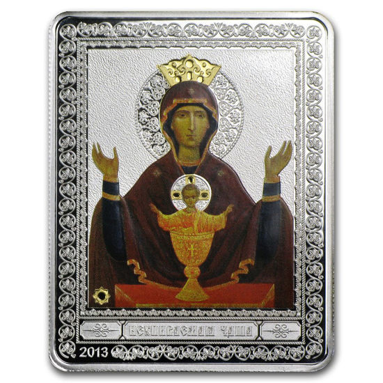 Picture of Серебряная монета - икона "Божьей Матери" Неупиваемая Чаша" 25 грамм