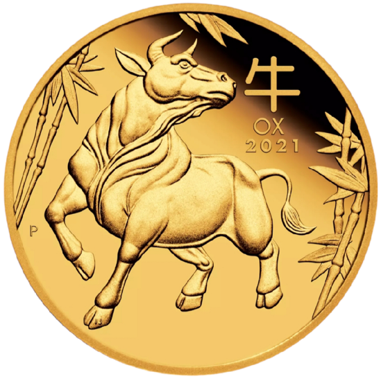 Picture of Золотая монета Австралии "Lunar III - Год Быка" 3,11 грамм 2021 г. PROOF
