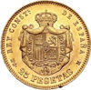 Picture of Золота монета "25 песет" Альфонсо ХІІ, 8,06 грам, 1876-1881 роки