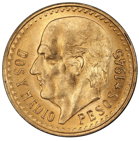 Picture of Золота монета 2 1/2 песо Мігель Ідальго, 2,08 грам, 1945 рік