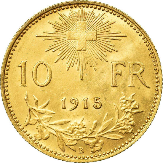 Picture of Золотая монета "Хельветия - HELVETIА "  3.23 грамм Швейцария  1915 год