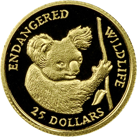 Picture of Золотая монета "Коала" с серии Находящаяся под угрозой исчезновения дикая природа, 1, 24 грамм