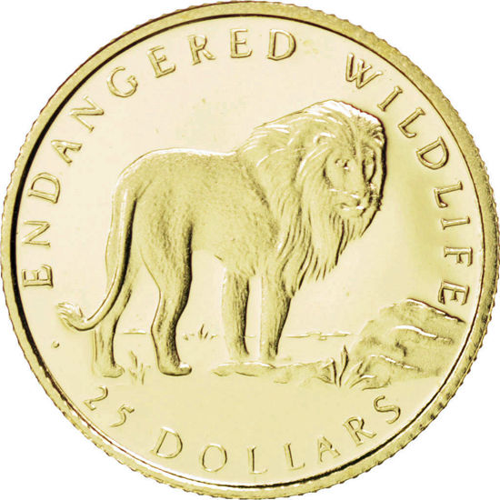 Picture of Золотая монета "Лев" с серии Находящаяся под угрозой исчезновения дикая природа, 1, 24 грамм, 1997 год