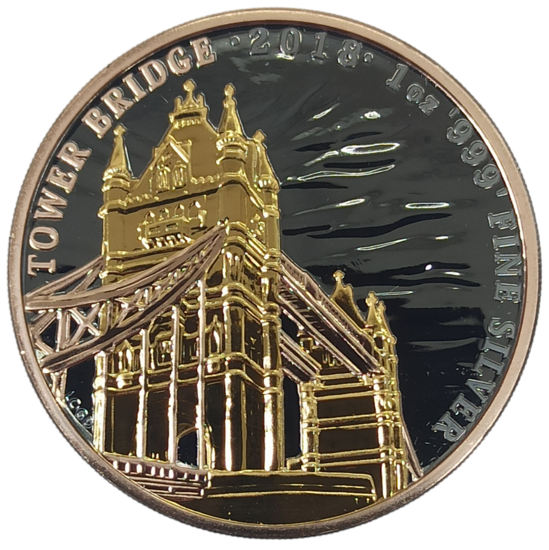 Picture of Серебряная монета "Тауэрский мост" 31,1 грамм, 2018 год (Gold Black Empire Edition)