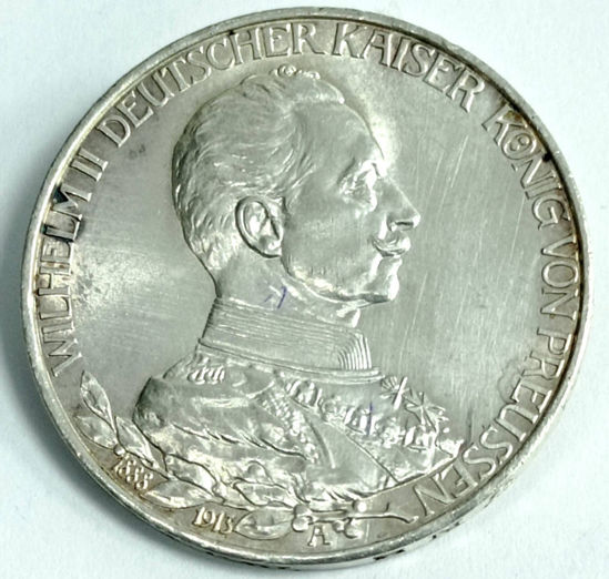 Picture of Срібна монета 3 Марки - Вільгельм II 1913-14