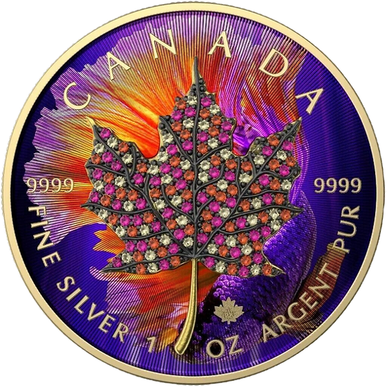 Picture of Срібна монета "Канадський кленовий лист - Жовтень" з серії "Пори року" 31,1 грам, 2022 рік