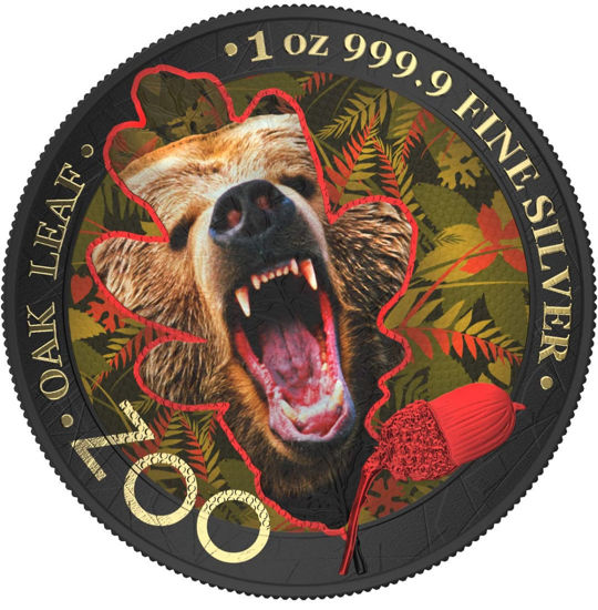 Picture of Срібна монета "Дубовий лист - Ведмідь" з серії "Зоопарк" 31,1 грам, 2019 рік