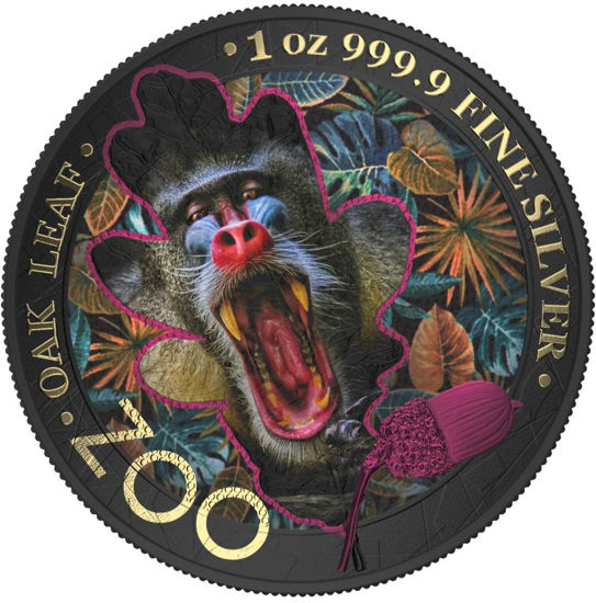 Picture of Срібна монета "Дубовий лист - Мандрил" з серії "Зоопарк" 31,1 грам, 2019 рік