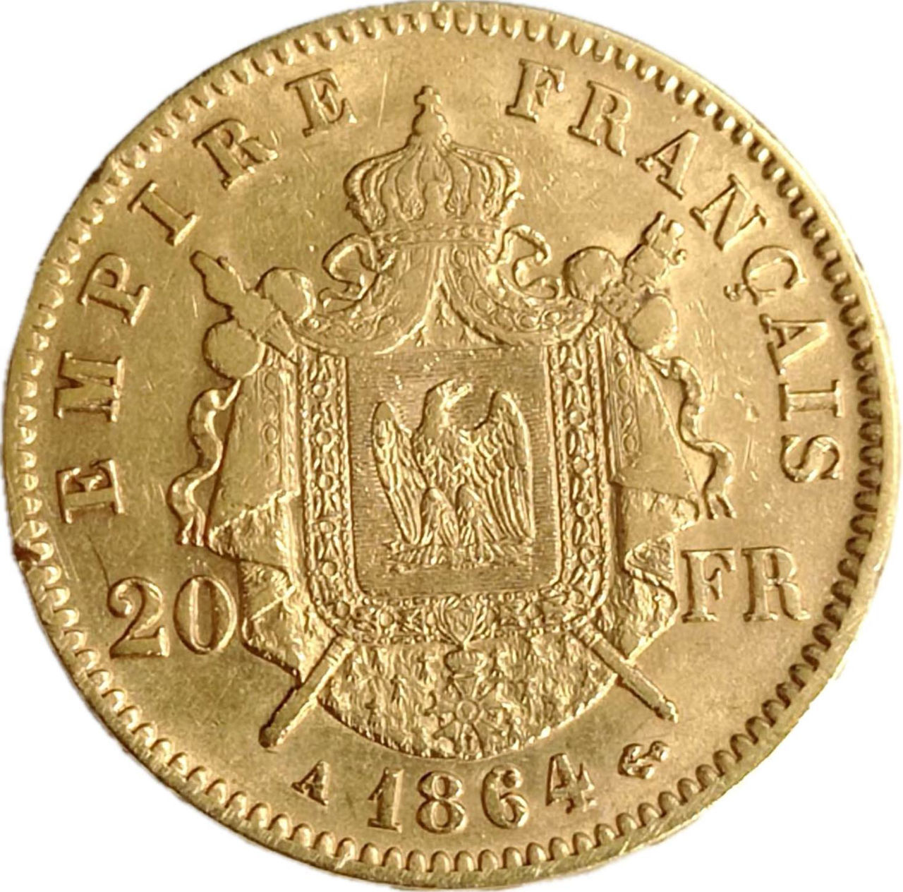 Золотая монета "20 франков Наполеон ІІІ" 6,45 грамм, 1861-1870 годы ...