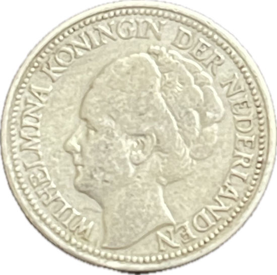 Picture of Срібна монета "25 центів Вільгеміна" 3,58 грам, 1928 рік Нідерланди 