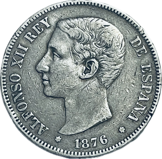 Picture of Срібна монета Іспанія 5 песета 1875-1885 Король Альфонсо XII