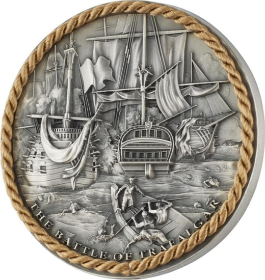 Picture of Серебряная монета "Трафальгарская битва" 62,2 грамм,  корабли
