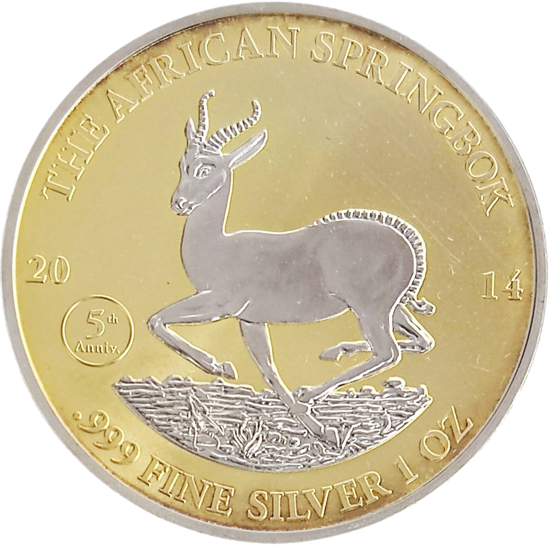 Picture of Срібна монета "The African Springbok" GILDED 31,1 грам, 2014 рік