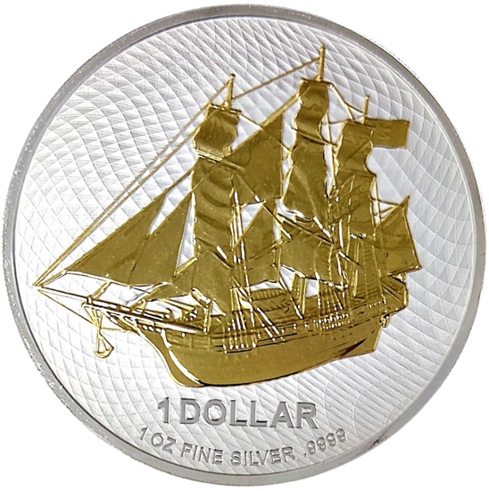 Picture of Срібна монета корабель «Баунті» GILDED 31,1 грам, 2020 рік