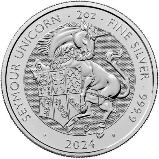 Picture of Серебряная монета Королевские звери Тюдоров "Единорог Сеймура" 62,2 грамм, 2024 год