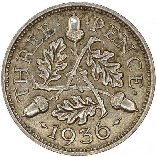 Picture of Серебряная монета "3 пенса" 1,4 грамм, 1936 год