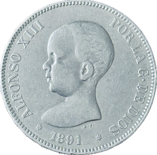 Picture of 5 песет 1888-92г  Альфонсо ХIII, Испания