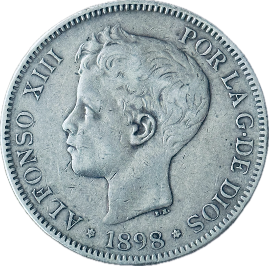 Picture of Срібна монета Іспанія 5 песета 1898 Альфонсо XIII