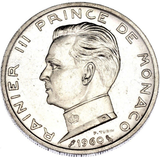 Picture of Серебряная монета "5 франков - Ренье ІІІ" 12 грамм, 1960 год