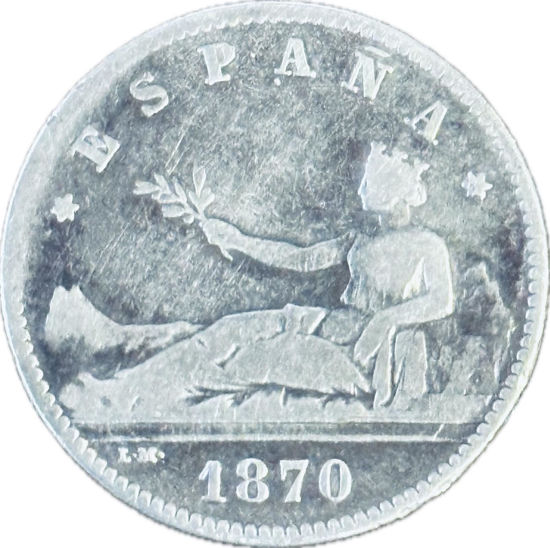 Picture of Серебряная монета "1 песета Первой Испанской Республики" 5 грамм, 1870 год