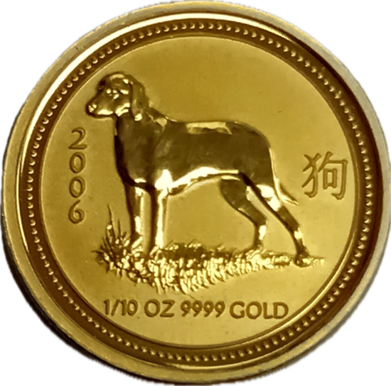 Picture of Золотая монета "Год Собаки" Lunar 1 Series, 15 долларов. Австралия. 3,11 грамм