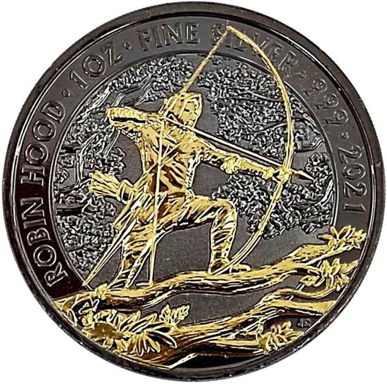 Picture of Срібна монета "Робін Гуд" GILDED 31,1 грам, 2021 рік