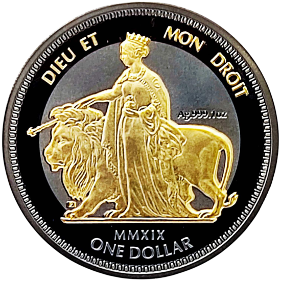 Picture of Срібна монета "Elizabeth II – DIEU ET MON DROIT" GILDED 31,1 грам, 2019 рік