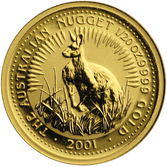 Изображение Золотая монета "Австралийский самородок - Australian Nugget" 1,55 грамм, 2001 год