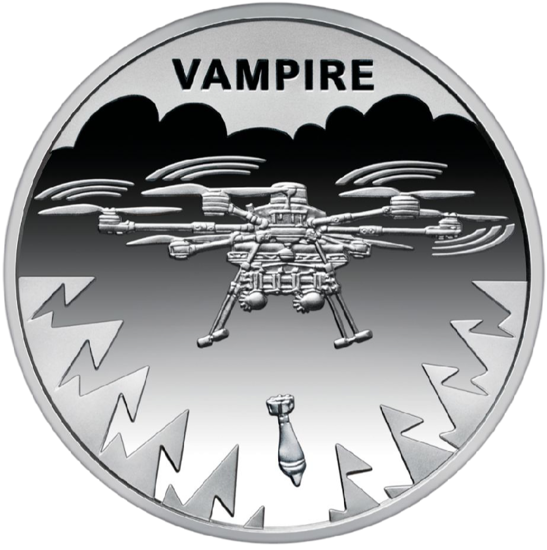 Зображення Пам'ятна монета «Українська бавовна. БПЛА "Vampire"» у сувенірній упаковці
