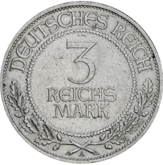 Зображення Срібна монета "3 рейхсмарки" 15 грам, 1926 рік