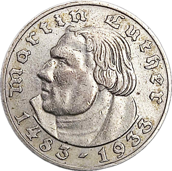 Изображение Две рейхсмарки "Мартин Лютер", 1933