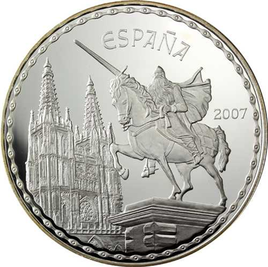 Изображение Серебряная монета "Песня о моем Сиде - Cantar de Mio Cid" 168,75 грамм, 2007 год