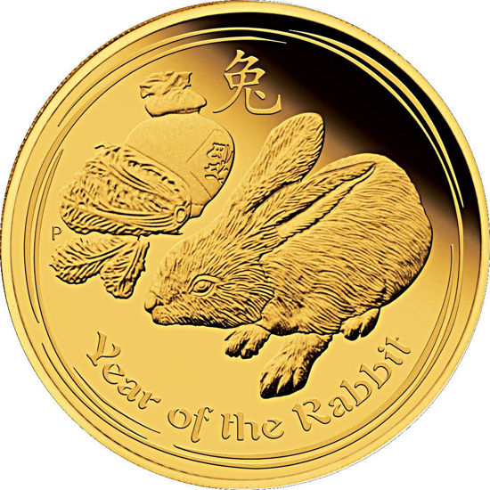 Изображение Золотая монета "Год Кролика" Lunar 2 Series, PROOF 3,11 грамм