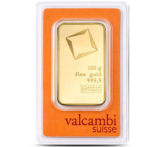 Изображение Золотой слиток 100 грамм Valcambi (новый)