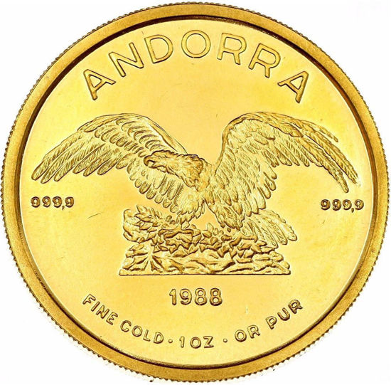 Зображення Золота монета "Андорра - Орел" 31,1 грам 1988 рік