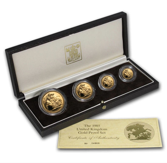 Изображение Набор золотых монет "Соверен" PROOF 1985 год