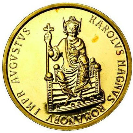 Изображение Золотая монета "50 экю - Карл Великий" 15,55 грамм 1989 год